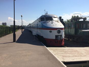 Railroad track against sky