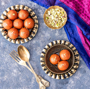 Directly above shot of food in bowl on table