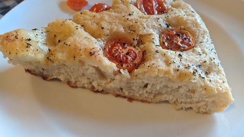 High angle view of breakfast served in plate