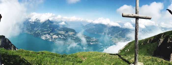 Panoramic view of mountains against sky