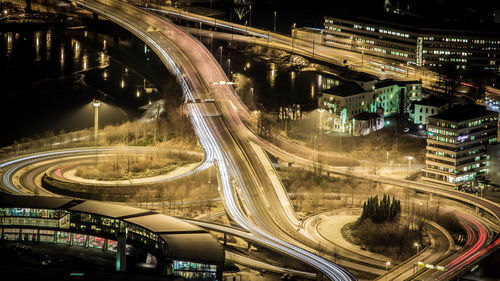 Light trails in city at night