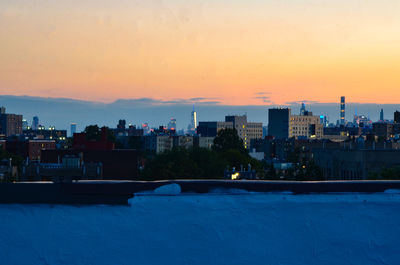 Buildings against sky during sunset