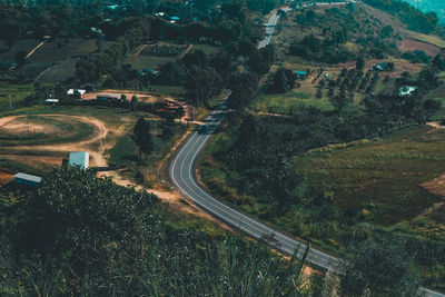 High angle view of road in city