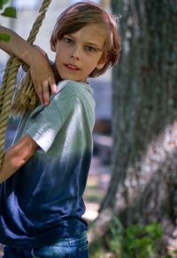 Portrait of girl standing outdoors