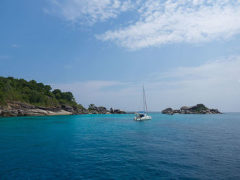 Boat sailing in sea