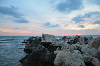 Scenic view of sea at sunset