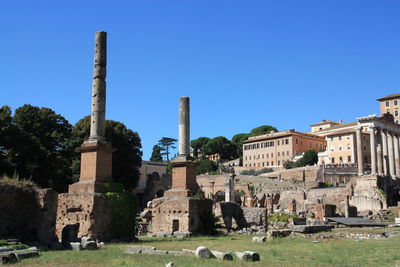 Old ruins against clear blue sky