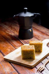 High angle view of cake on table