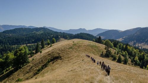 Scenic view of mountains against clear sky