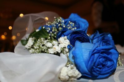 Close-up of blue rose bouquet