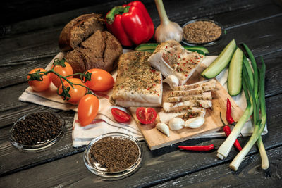 Fruits and vegetables on table