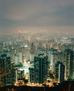 Aerial view of illuminated cityscape