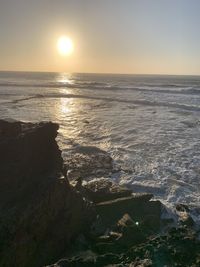 Scenic view of sea against sky during sunset