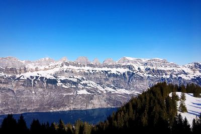 Scenic view of mountains against clear sky