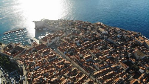 High angle view of buildings in city