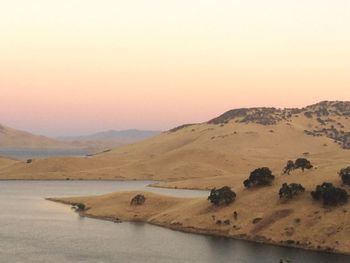 Scenic view of lake against clear sky