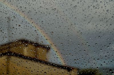 Full frame shot of raindrops on window