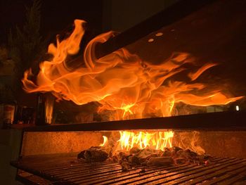 Bonfire on wooden fire at night