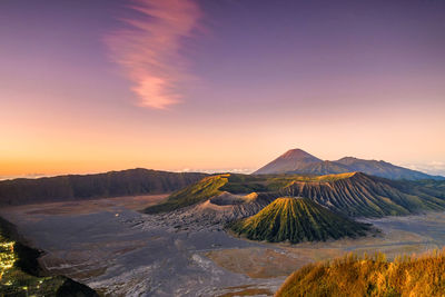 Scenic view of landscape against sky during sunset