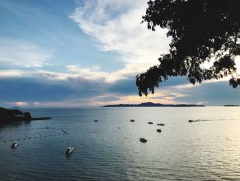 Scenic view of sea against sky at sunset