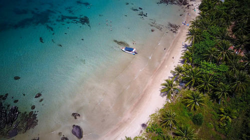 High angle view of people on beach