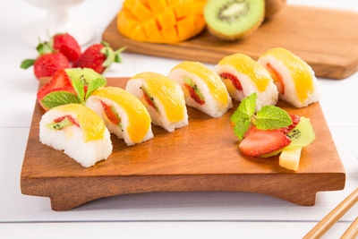 Close-up of food on cutting board