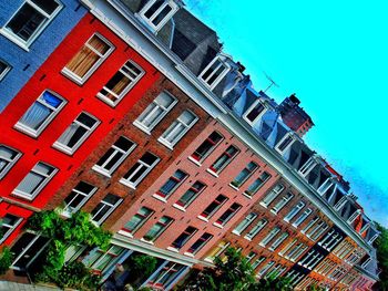 Low angle view of building against blue sky