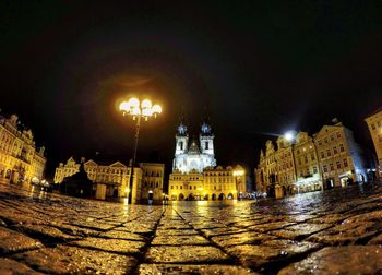 Illuminated street light at night