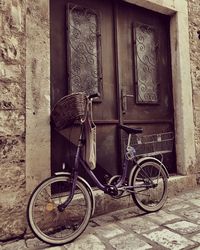 Bicycle against door