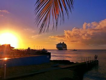 Scenic view of sea at sunset