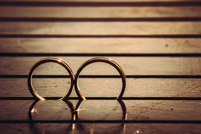 Close-up of rings on table