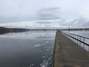 Scenic view of lake against sky during winter