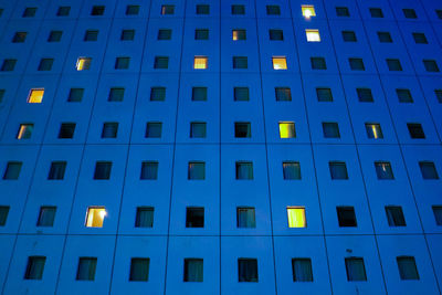 Low angle view of illuminated building at night