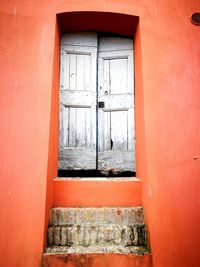 Closed door of building