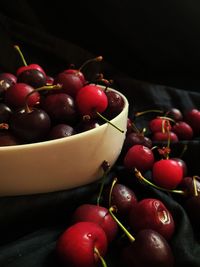 Close-up of cherries in bowl