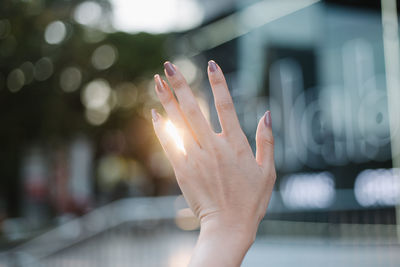 Cropped hand of woman gesturing