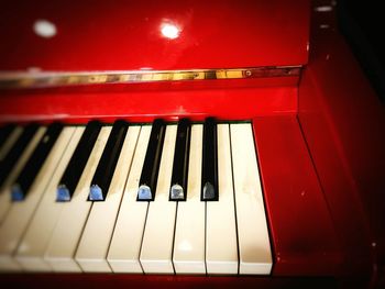 High angle view of piano keys