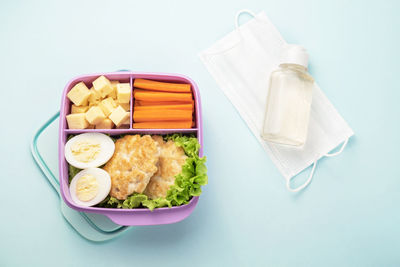 High angle view of food in container