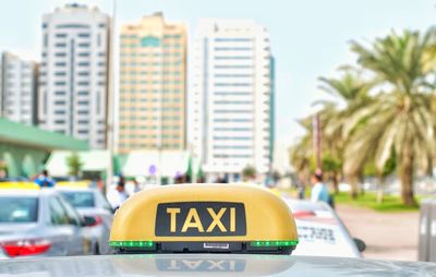 Information sign on car in city