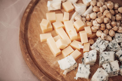High angle view of chopped coffee on table