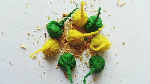High angle view of vegetables on table