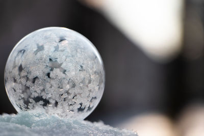 Close-up of ball on metal