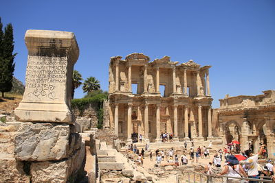 Low angle view of historical building in ephesus turkey