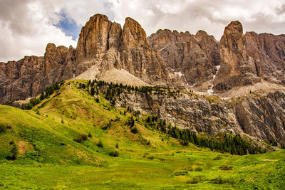 Panoramic view of rock formations against sky