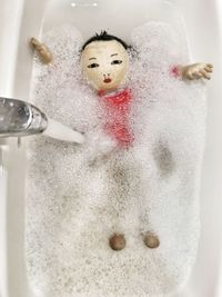 Directly above shot of bubbles in bathroom