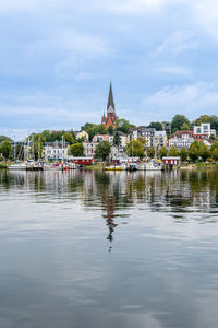 Buildings in lake