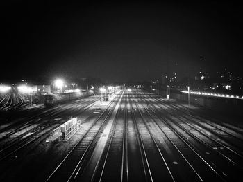 Light trails on road at night