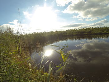 Scenic view of lake against sky