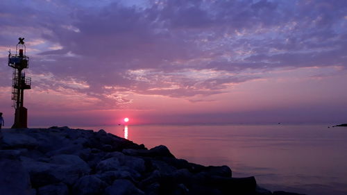 Scenic view of sea against sky at sunset