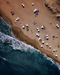 High angle view of sand on beach